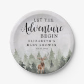Deer Misty Pine Forest Adventure Baby shower Papieren Bordje (Voorkant)