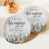 Deer Misty Pine Forest Adventure Baby shower Papieren Bordje