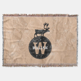 Deer Monogram Onderdruk Rustic Brown Kraft Paper Deken