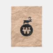 Deer Monogram Onderdruk Rustic Brown Kraft Paper Fleece Deken (Voorkant)