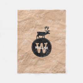 Deer Monogram Onderdruk Rustic Brown Kraft Paper Fleece Deken