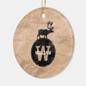 Deer Monogram Onderdruk Rustic Brown Kraft Paper Keramisch Ornament (Links)