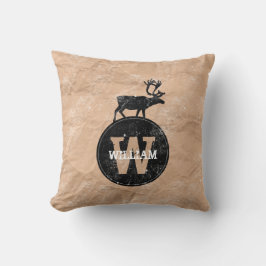 Deer Monogram Onderdruk Rustic Brown Kraft Paper Kussen
