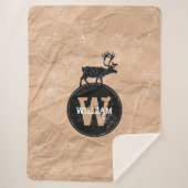 Deer Monogram Onderdruk Rustic Brown Kraft Paper Sherpa Deken (Voorkant)