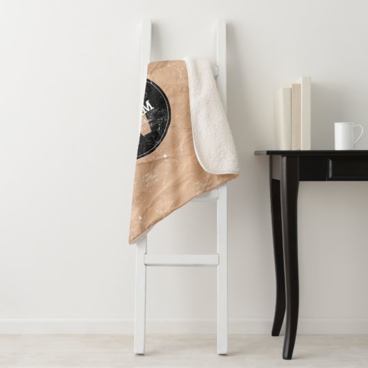 Deer Monogram Onderdruk Rustic Brown Kraft Paper Sherpa Deken (In situ)