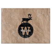 Deer Monogram Onderdruk Rustic Brown Kraft Paper Snijplank (Voorkant)