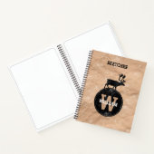 Deer Monogram Onderdruk Rustic Brown Kraft Sketch Notitieboek (Binnen)