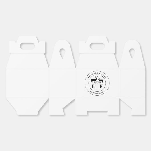 Deer Monogram Rustic country Wedding Couple Name Bedankdoosjes (Ongevouwen)