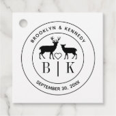 Deer Monogram Rustic country Wedding Couple Name Bedankjes Labels (Voorkant)