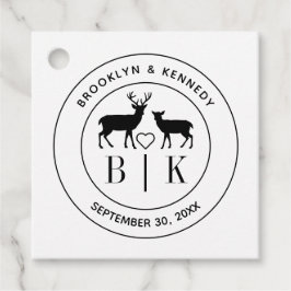 Deer Monogram Rustic country Wedding Couple Name Bedankjes Labels