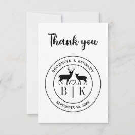 Deer Monogram Rustic country Wedding Couple Name Bedankkaart