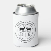 Deer Monogram Rustic country Wedding Couple Name Blikjeskoeler (Blikje Voorkant)