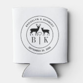 Deer Monogram Rustic country Wedding Couple Name Blikjeskoeler (Achterkant)