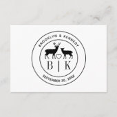 Deer Monogram Rustic country Wedding Couple Name Informatiekaartje (Achterkant)