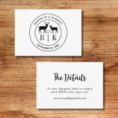 Deer Monogram Rustic country Wedding Couple Name Informatiekaartje