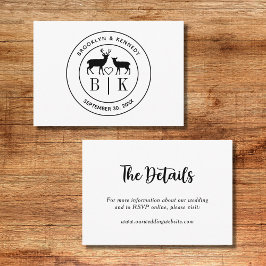Deer Monogram Rustic country Wedding Couple Name Informatiekaartje