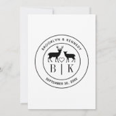 Deer Monogram Rustic country Wedding Couple Name Kaart (Achterkant)
