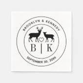 Deer Monogram Rustic country Wedding Couple Name Servet (Voorkant)