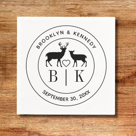 Deer Monogram Rustic country Wedding Couple Name Servet
