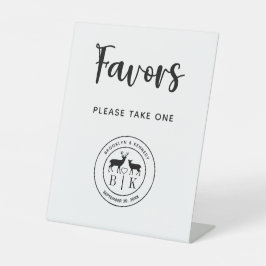 Deer Monogram Rustic Wedding Favors nemen er eentj Reclamebord Met Voetstuk