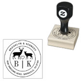 Deer Monogram Weddenschap Paars Naam Retouradres Rubberstempel (Gestempeld)