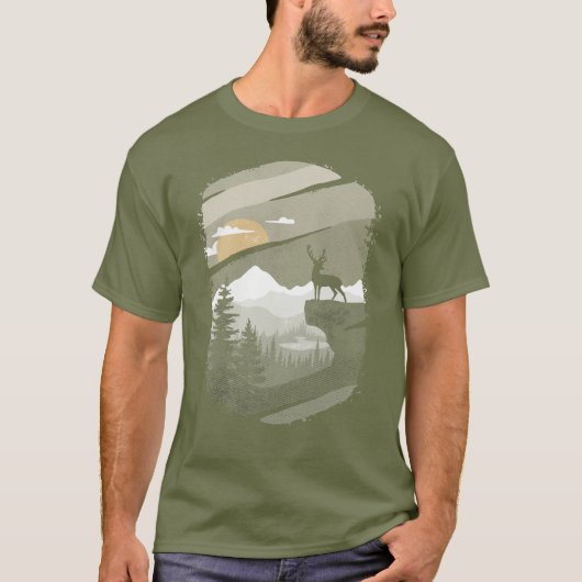 Deer Mountain Forest voor mannen jongens T-shirt (Voorkant)