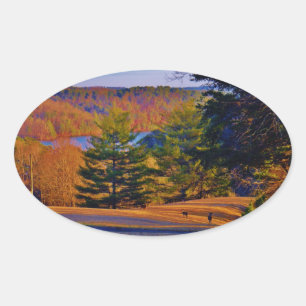Deer & Mt Lake Ovale Sticker