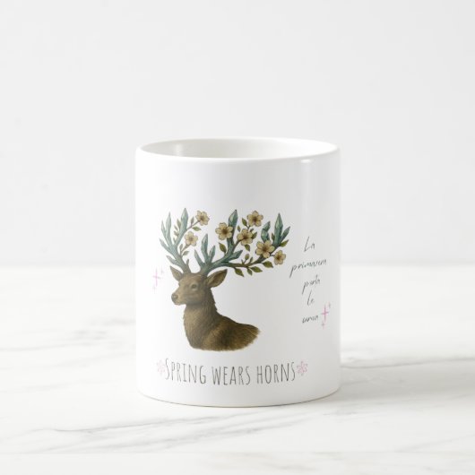 Deer Mug with Flower Antlers – Spring Coffee Cup Koffiemok (Center)