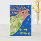 Deer Nature Christmas  Kaart (Gele Bloem)