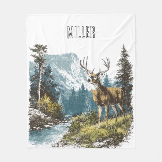 Deer Nature  Fleece Deken (Voorkant)