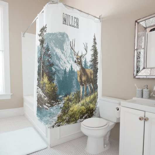 Deer Nature Shower Curtain Douchegordijn (In situ)