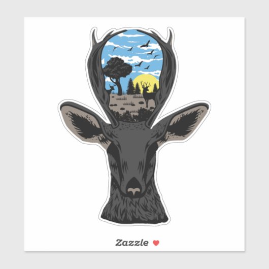 Deer Natuur Wilderness Sunrise Sticker (Vel)