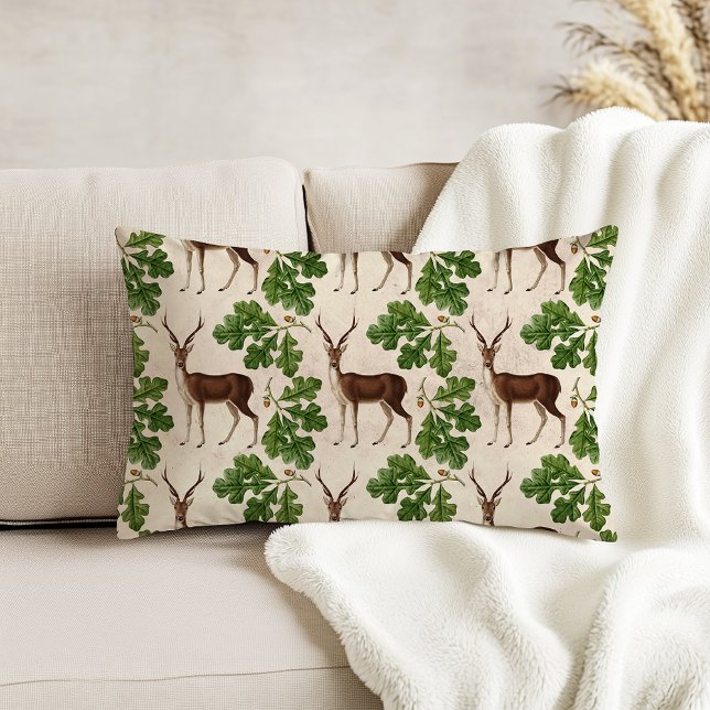 Deer Oak Leaves  Woodland Beige Accent Kussen (Creator heeft geüpload)