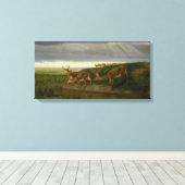Deer on the Prairie (door William Holbrook Beard) Canvas Afdruk (Insitu (Houten vloer))