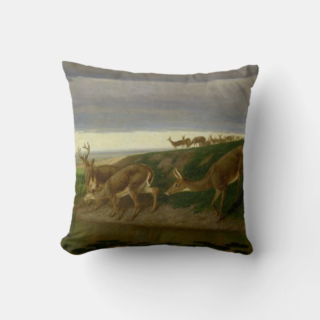 Deer on the Prairie (door William Holbrook Beard) Kussen (Voorkant)