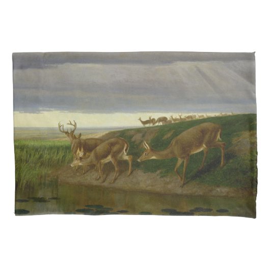 Deer on the Prairie (door William Holbrook Beard) Kussensloop (Voorkant-Links)
