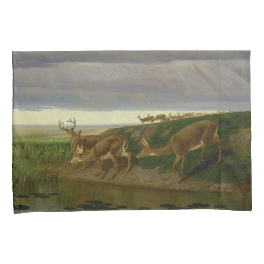Deer on the Prairie (door William Holbrook Beard) Kussensloop (Voorkant-Rechts)