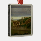 Deer on the Prairie (door William Holbrook Beard) Metalen Ornament (Rechts)