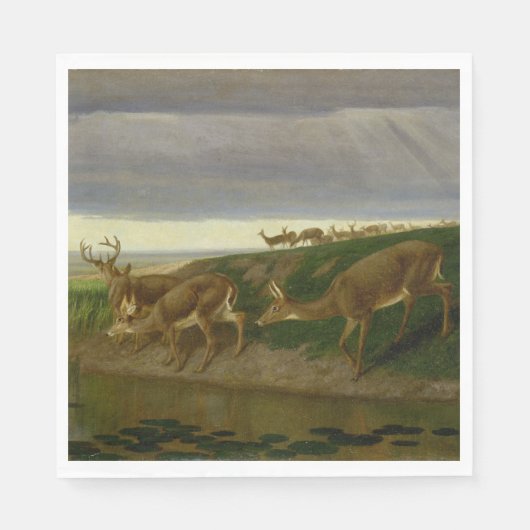 Deer on the Prairie (door William Holbrook Beard) Servet (Voorkant)