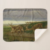 Deer on the Prairie (door William Holbrook Beard) Sherpa Deken (Voorkant (horizontaal))