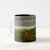 Deer on the Prairie (door William Holbrook Beard) Tweekleurige Koffiemok (Voorkant links)