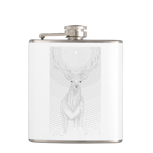 Deer onder de nachtelijke hemel heupfles (Voorkant)