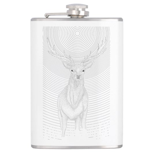 Deer onder de nachtelijke hemel heupfles (Voorkant)