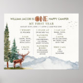 Deer One Happy Camper Woodland Milestone Poster (Voorkant)