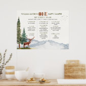 Deer One Happy Camper Woodland Milestone Poster (Keuken)
