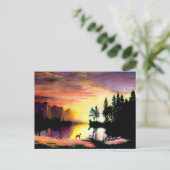 Deer op Dawn Photo Print Briefkaart (Staand voorkant)