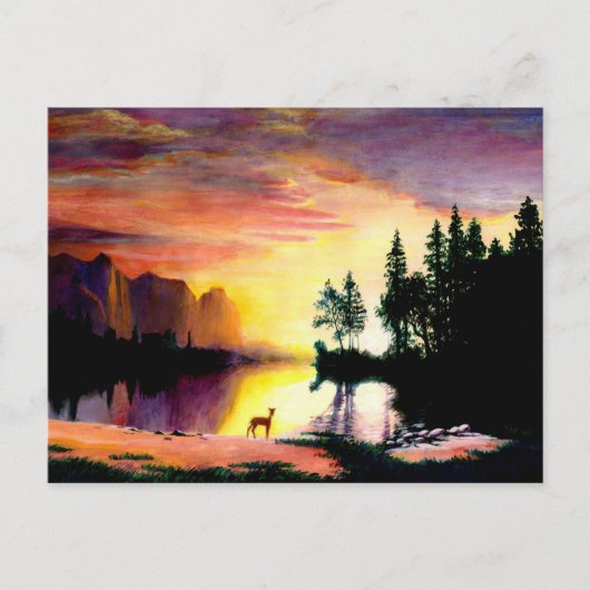 Deer op Dawn Photo Print Briefkaart (Voorkant)