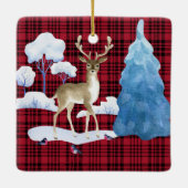 Deer op een achtergrond met rode spelden keramisch ornament (Achterkant)