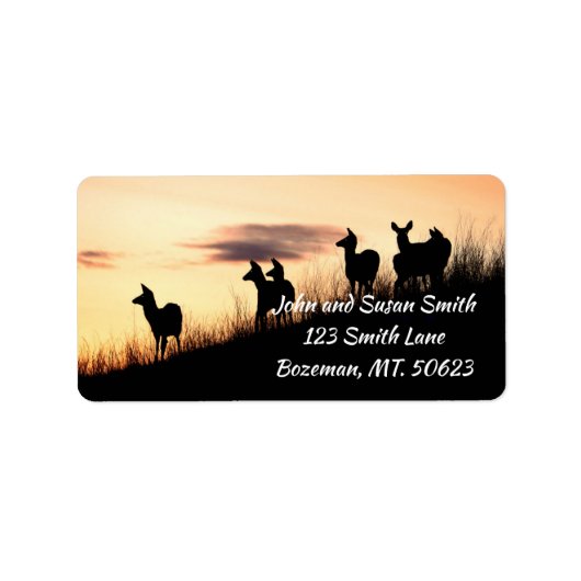 Deer op heuvel bij Sunset Address Label (Voorkant)