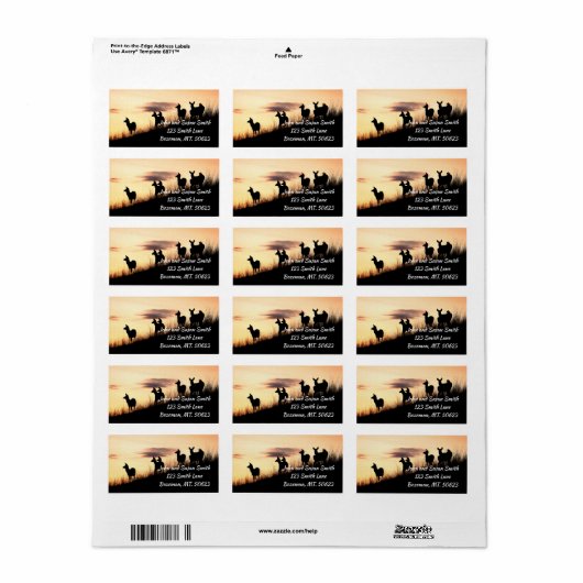 Deer op heuvel bij Sunset Address Label (Full Sheet)